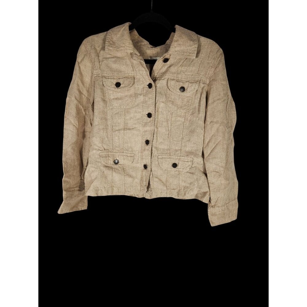 NOS J Jill Womens Linen Jacket Natural Old Money Resort Homestead Safari SP